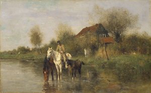 Caballos en el agua, 1877 de Thomas Ludwig Herbst